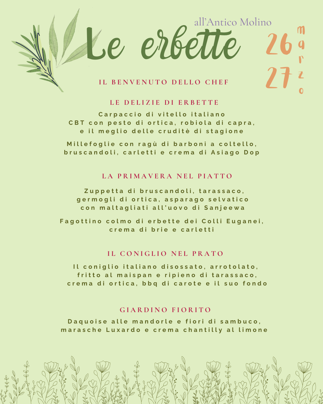 Bianco Rosa Floreale Elegante Matrimonio Menù A4 orizzontale